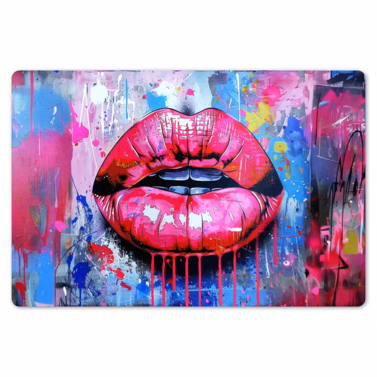 Placemat - 6 stuks - Graffiti - Lippen - Felroze - Geschilderd — 7