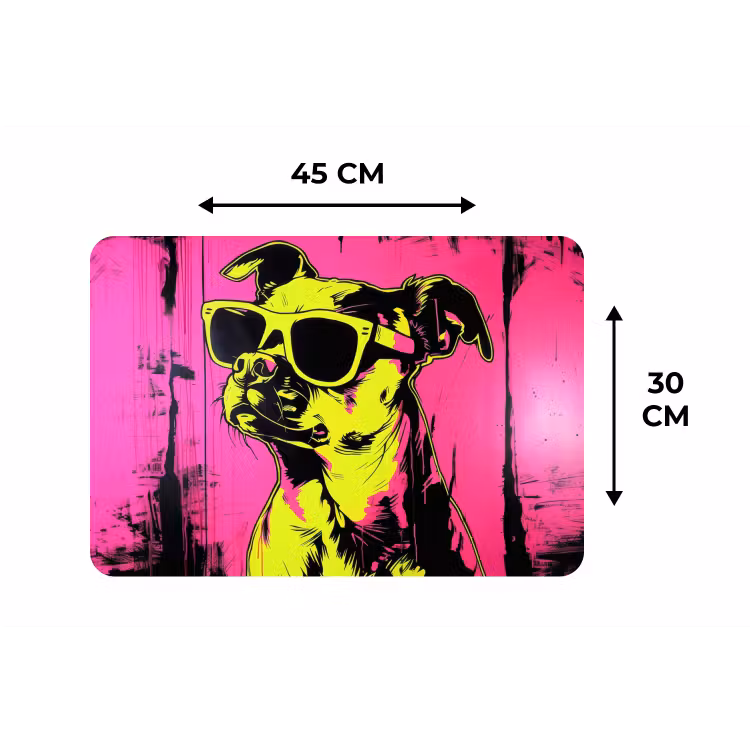 Placemat - 6 stuks - Hond - Zonnebril - Roze - Art — 3