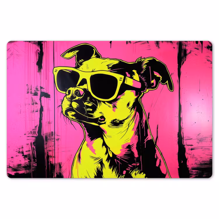 Placemat - 6 stuks - Hond - Zonnebril - Roze - Art — 7