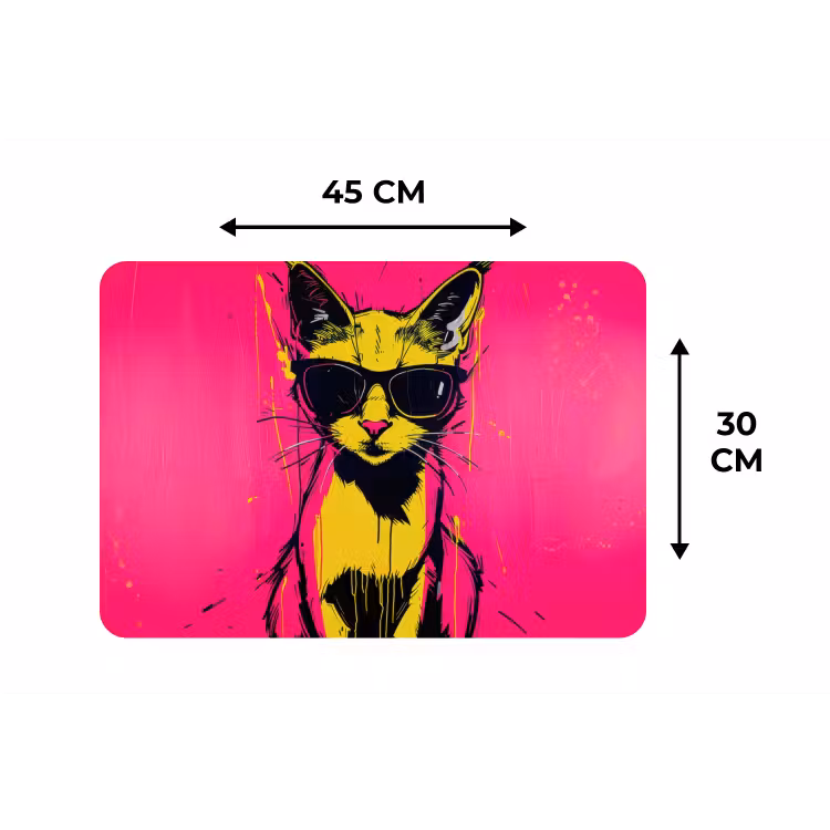 Placemat - 6 stuks - Kat - Art - Zonnebril - Roze — 3