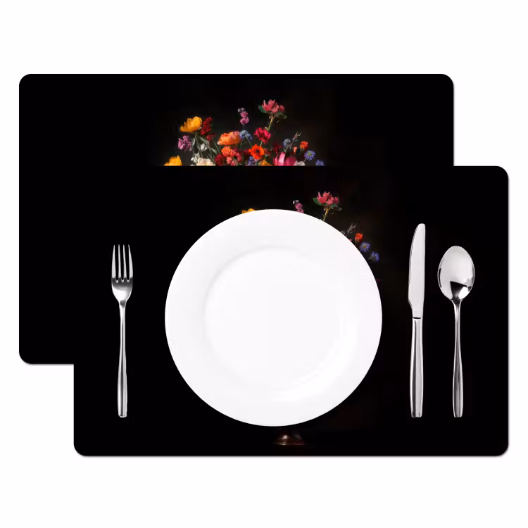 Placemat - 6 stuks - Kleurrijk - Boeket - Vaas - Donkerbruin — 2
