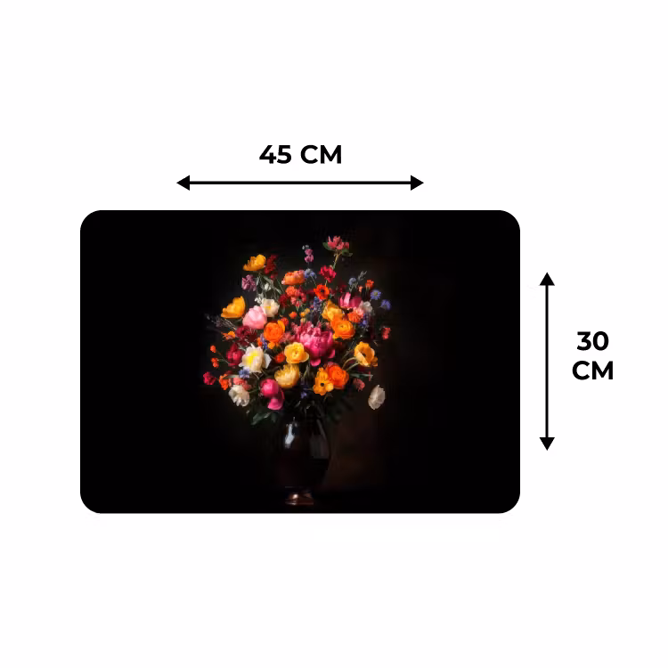 Placemat - 6 stuks - Kleurrijk - Boeket - Vaas - Donkerbruin — 3