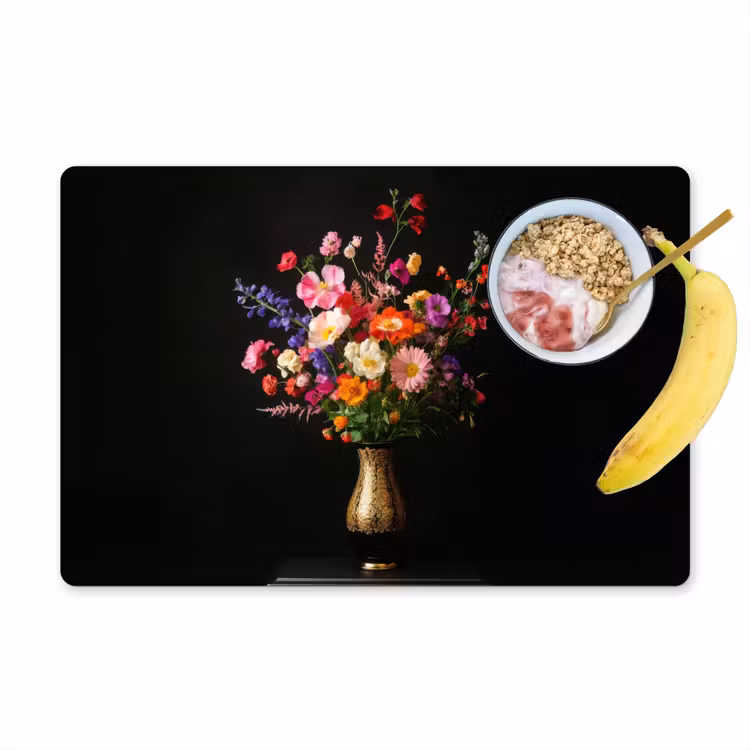 Placemat - 6 stuks - Kleurrijk - Boeket - Vaas - Goud — 1