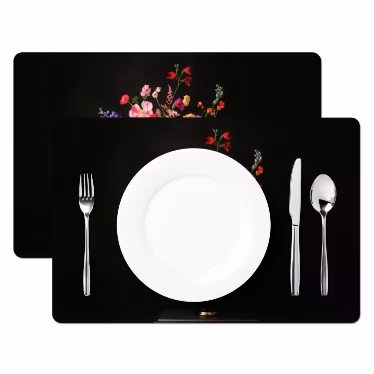 Placemat - 6 stuks - Kleurrijk - Boeket - Vaas - Goud — 2