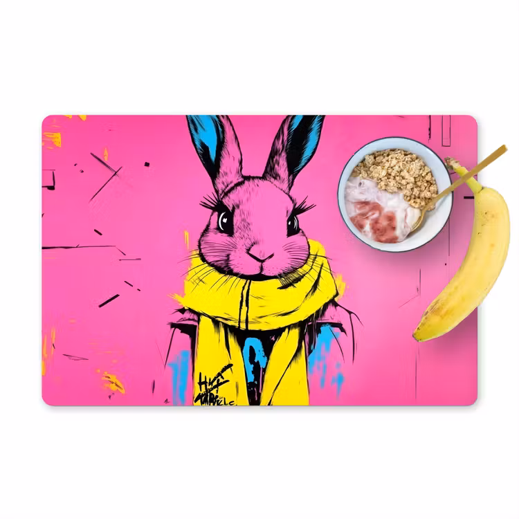 Placemat - 6 stuks - Konijn - Felroze - Sjaal - Abstract — 1