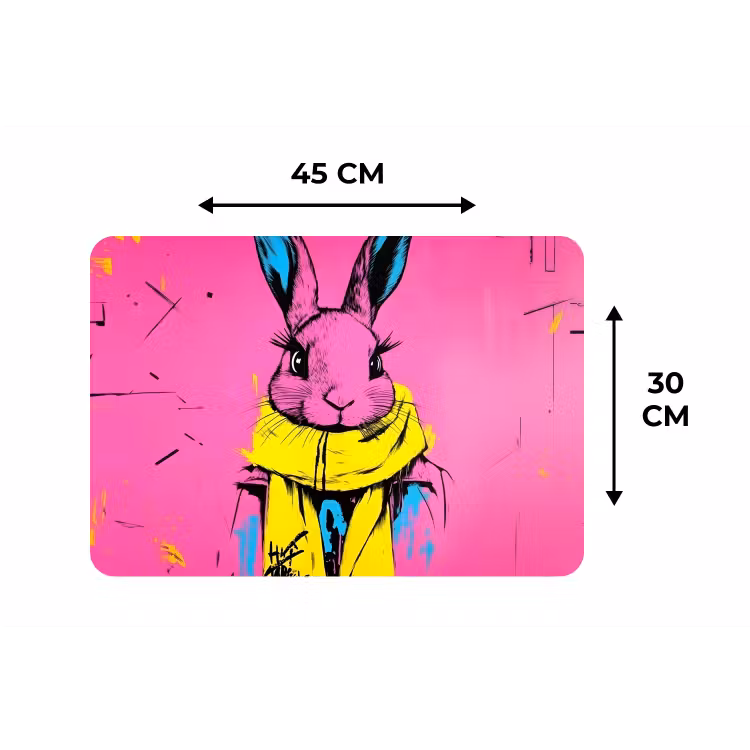 Placemat - 6 stuks - Konijn - Felroze - Sjaal - Abstract — 3