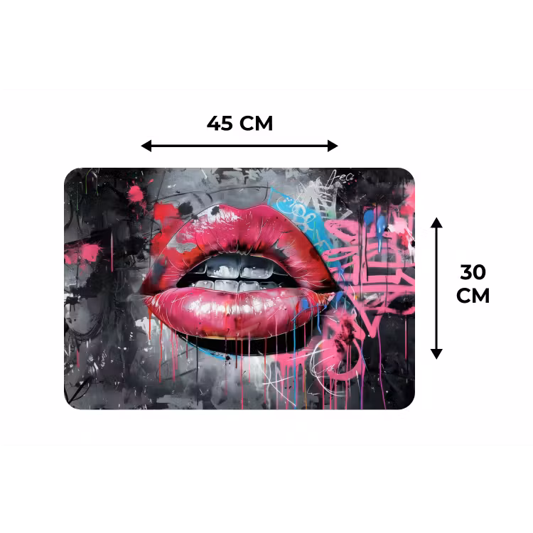 Placemat - 6 stuks - Lippen - Felroze - Graffiti - Verfstrepen — 3
