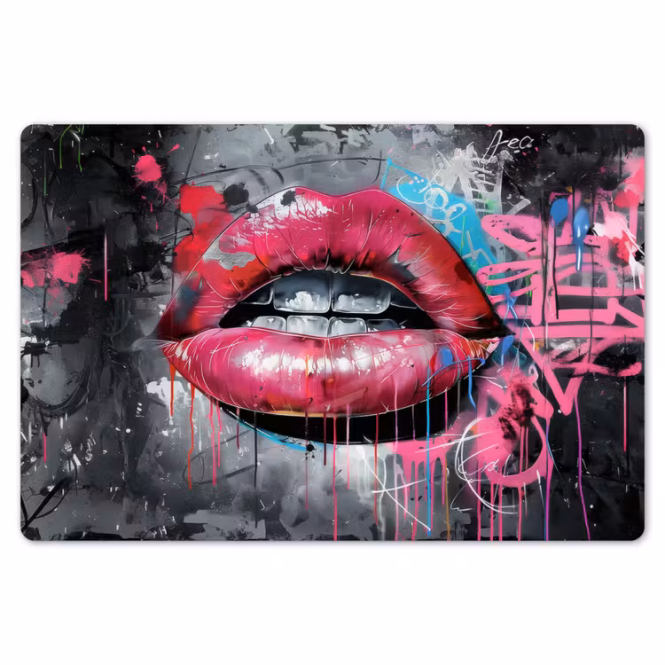 Placemat - 6 stuks - Lippen - Felroze - Graffiti - Verfstrepen — 7