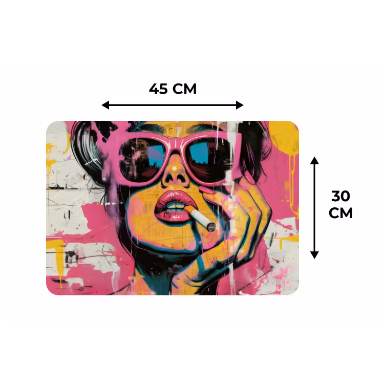 Placemat - 6 stuks - Portret - Vrouw - Abstract - Zonnebril — 3