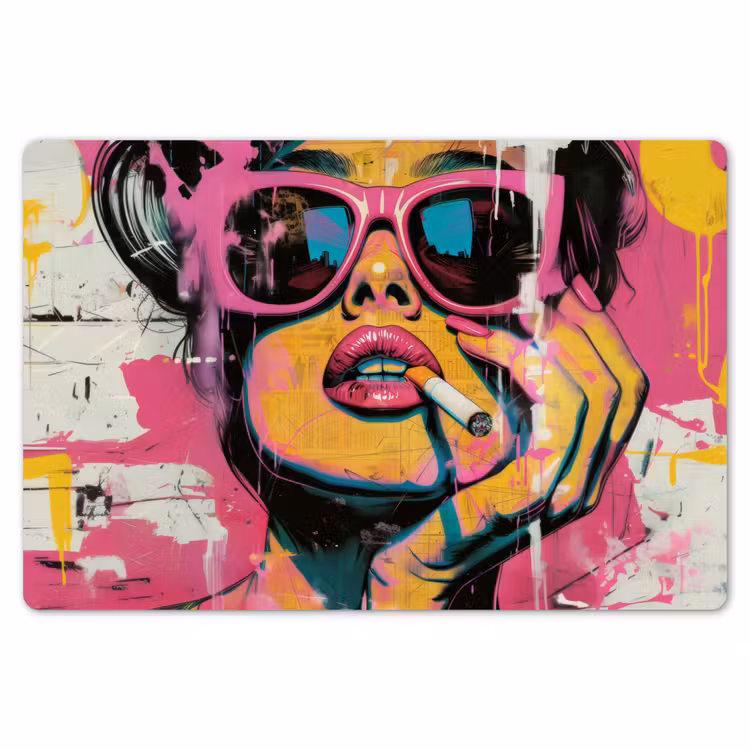 Placemat - 6 stuks - Portret - Vrouw - Abstract - Zonnebril — 7