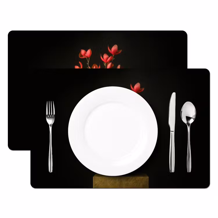 Placemat - 6 stuks - Rode - Bloemen - Vaas — 2