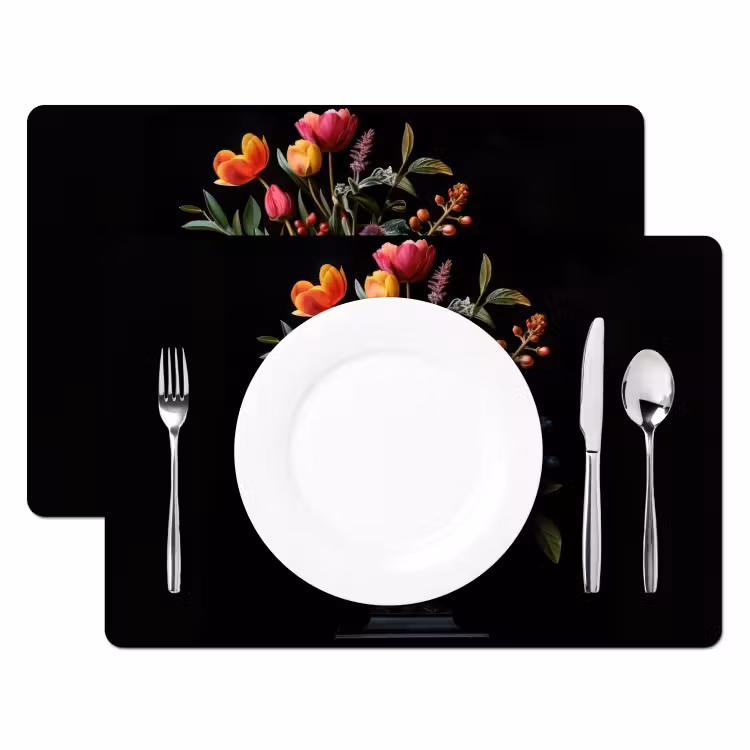 Placemat - 6 stuks - Tulpen - Bessen - Boeket - Vaas — 2