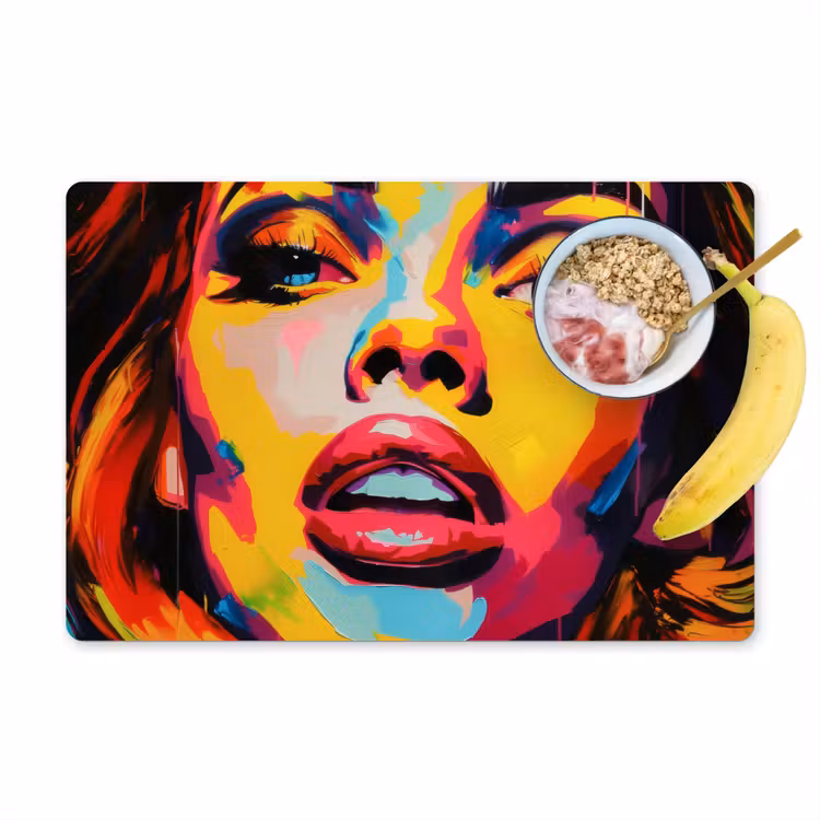 Placemat - 6 stuks - Vrouw - Gezicht - Kleurrijk — 1