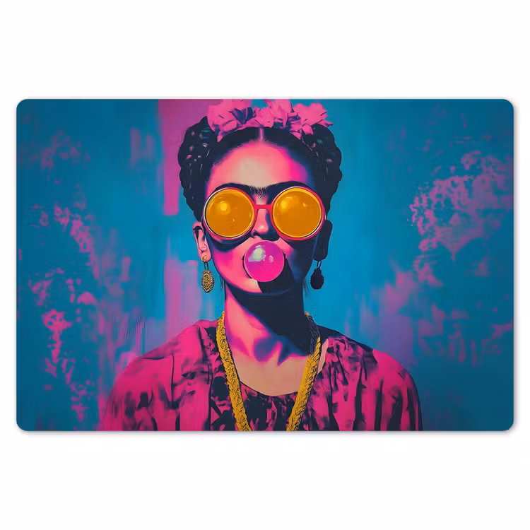 Placemat - 6 stuks - Vrouw - Kauwgom - Zonnebril - Oranje — 7