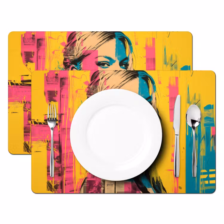Placemat - 6 stuks - Vrouw - Verfstrepen - Gekleurd — 2