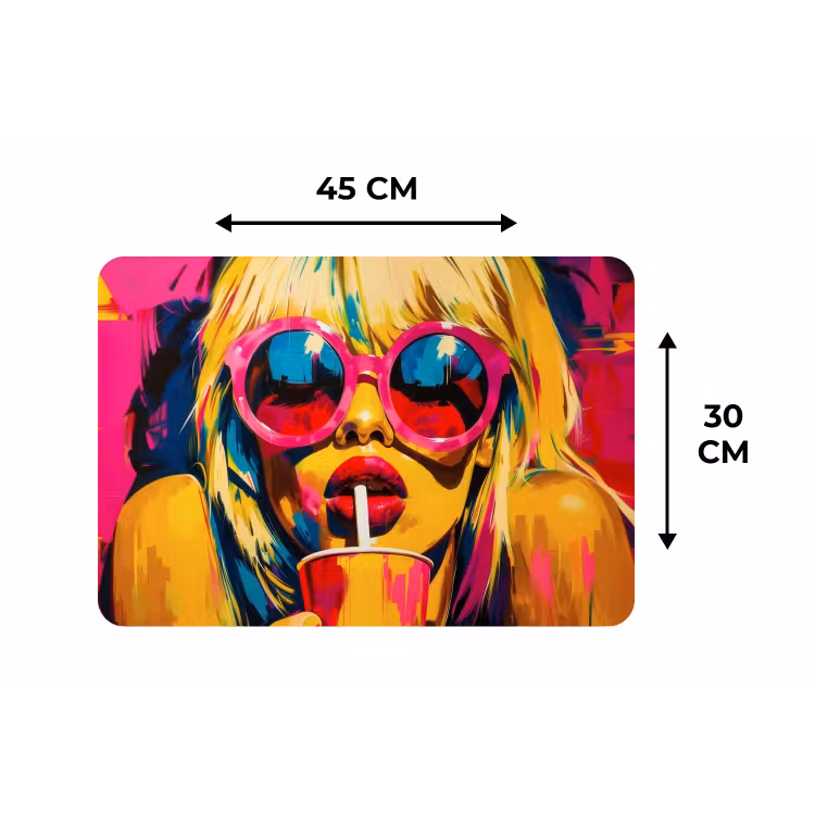 Placemat - 6 stuks - Zonnebril - Roze - Vrouw - Rietje — 3