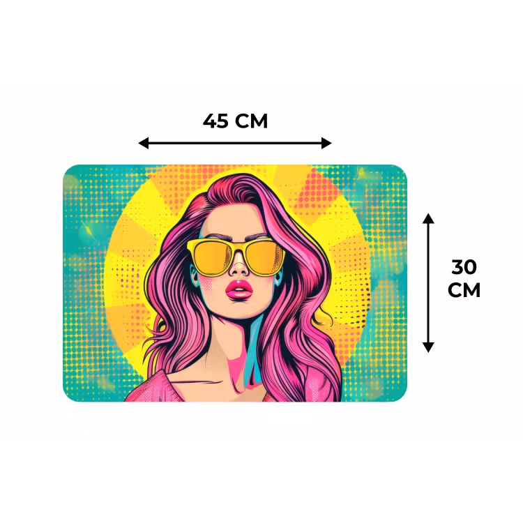 Placemat - 6 stuks - Zonnebril - Vrouw - Zonnig - Geel — 3