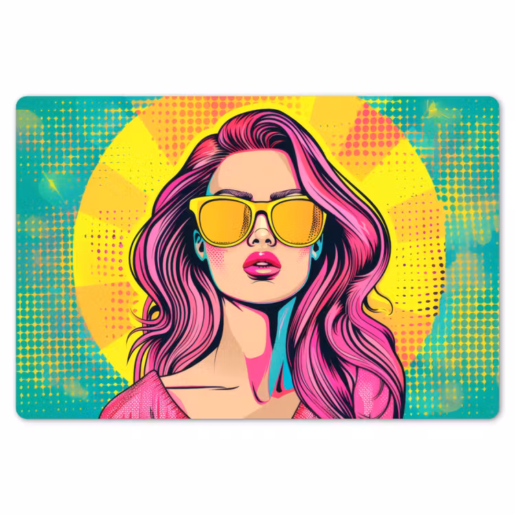 Placemat - 6 stuks - Zonnebril - Vrouw - Zonnig - Geel — 7