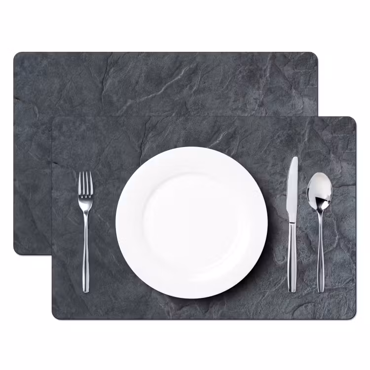 Placemat - 6 stuks - Grijs - Beton - Leisteen - Structuur - Retro — 2