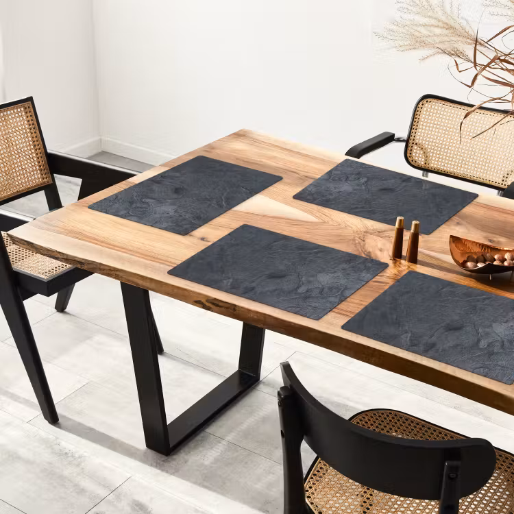 Placemat - 6 stuks - Grijs - Beton - Leisteen - Structuur - Retro — 5
