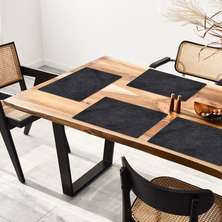 Placemat - 6 stuks - Grijs - Cement - Beton - Industrieel - Structuur — 5