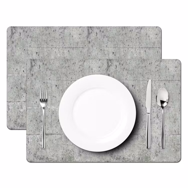 Placemat - 6 stuks - Grijs - Muur - Poriën — 2