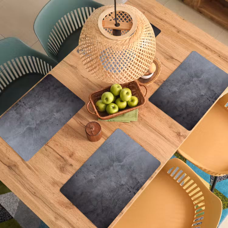 Placemat - 6 stuks - Industrieel - Beton - Grijs - Leisteen - Retro — 6