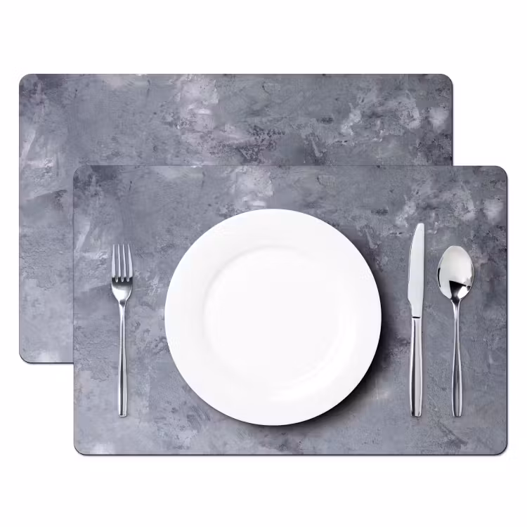 Placemat - 6 stuks - Leisteen - Beton - Retro - Structuren - Grijs - Rustiek — 2