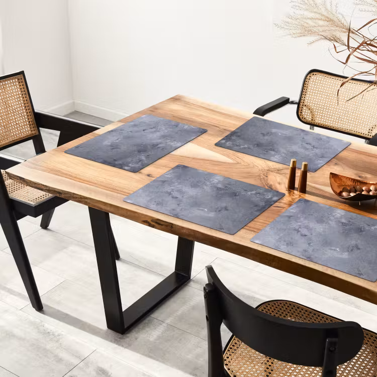 Placemat - 6 stuks - Leisteen - Beton - Retro - Structuren - Grijs - Rustiek — 5