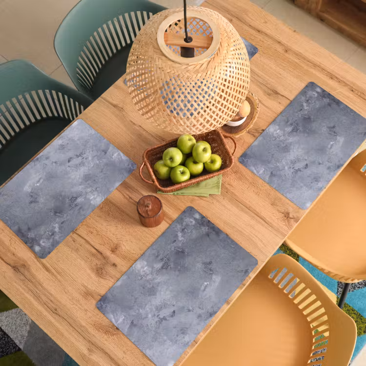 Placemat - 6 stuks - Leisteen - Beton - Retro - Structuren - Grijs - Rustiek — 6