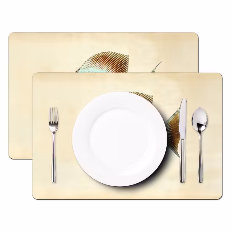 Placemat - 6 stuks - Schubben - Vis - Mint - Minimalistisch — 2