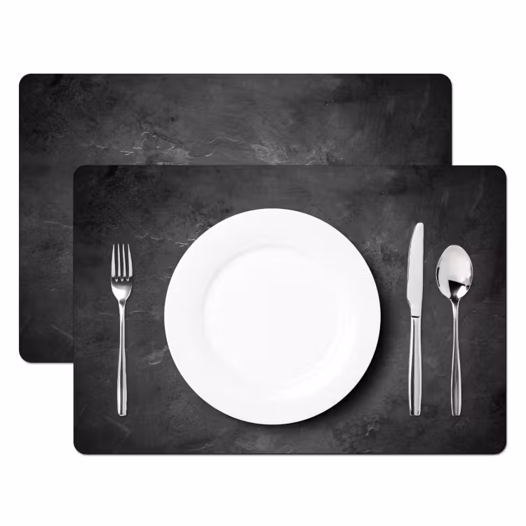 Placemat - 6 stuks - Structuur - Cement - Beton - Grijs - Vintage — 2