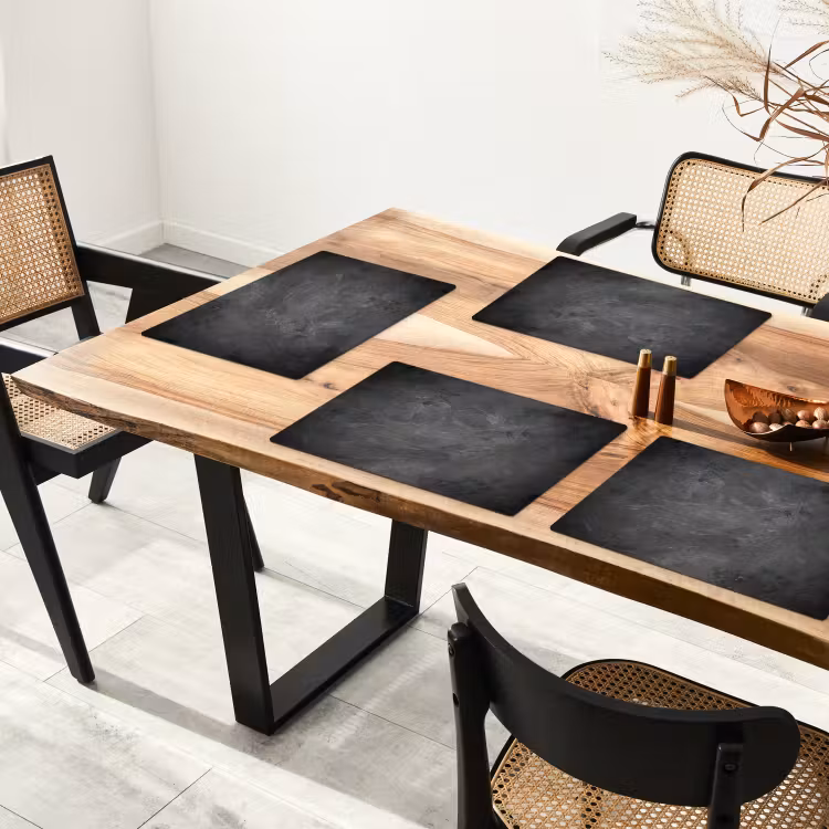Placemat - 6 stuks - Structuur - Cement - Beton - Grijs - Vintage — 5