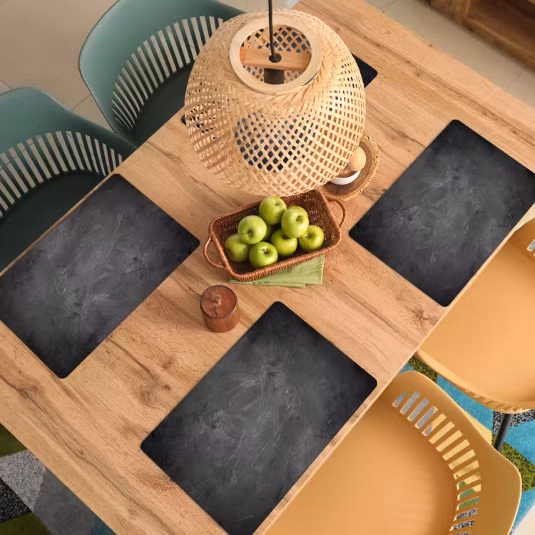 Placemat - 6 stuks - Structuur - Cement - Beton - Grijs - Vintage — 6