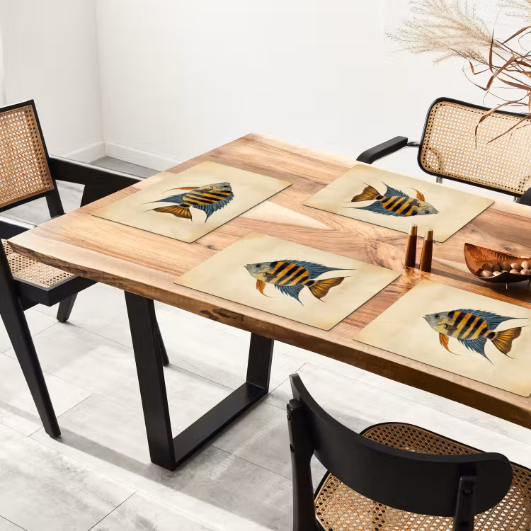 Placemat - 6 stuks - Vis - Tropisch - Strepen - Vinnen — 5