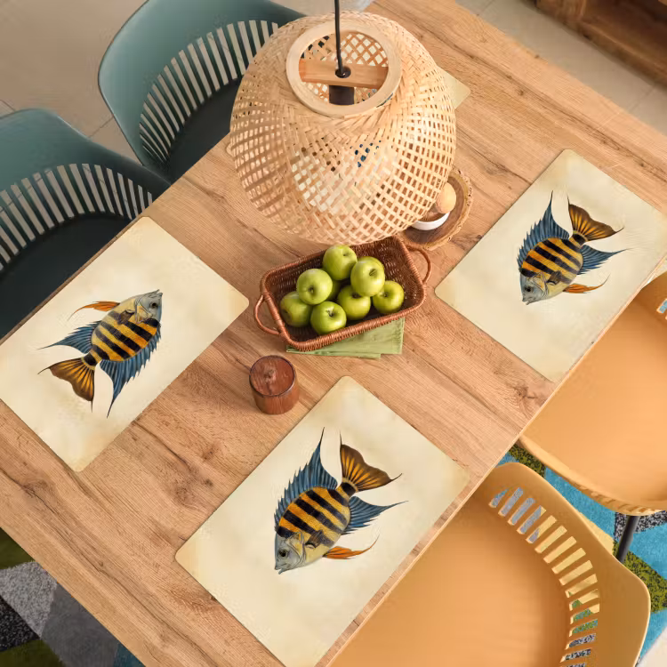Placemat - 6 stuks - Vis - Tropisch - Strepen - Vinnen — 6