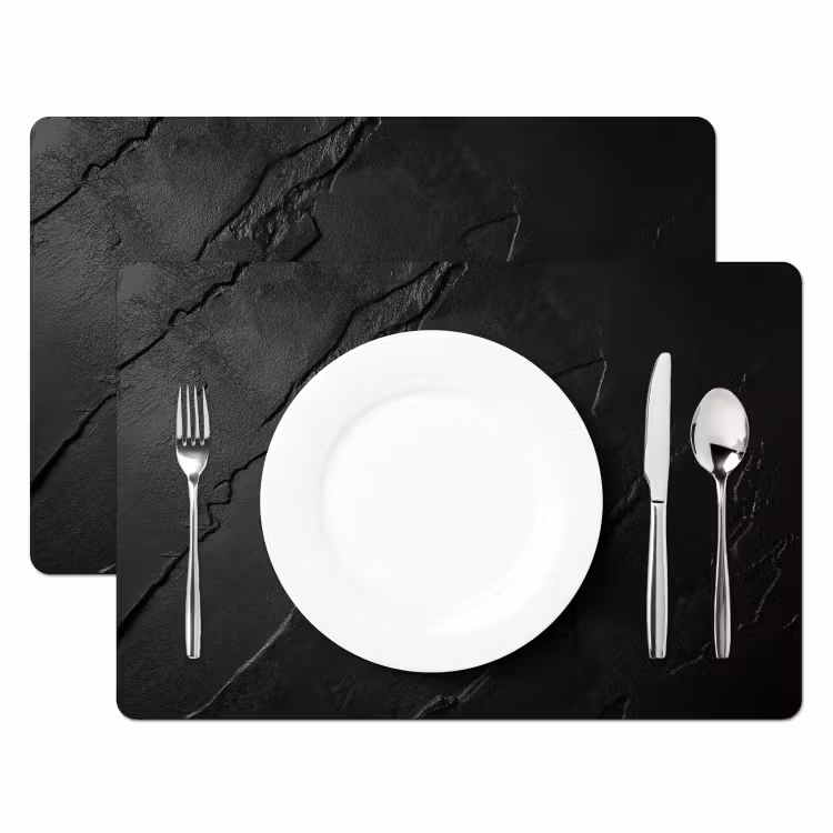 Placemat - 6 stuks - Zwart - Steen - Beton — 2