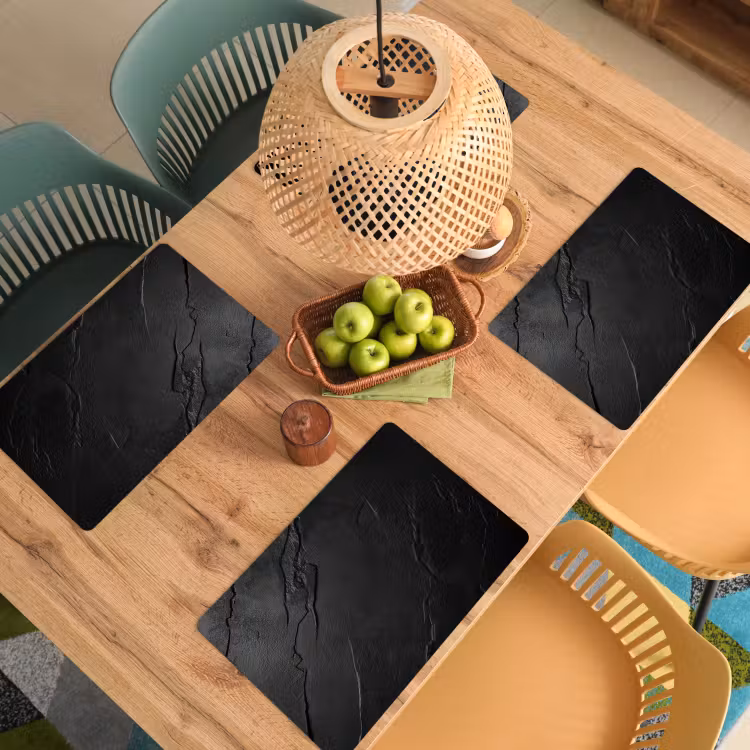 Placemat - 6 stuks - Zwart - Steen - Beton — 6