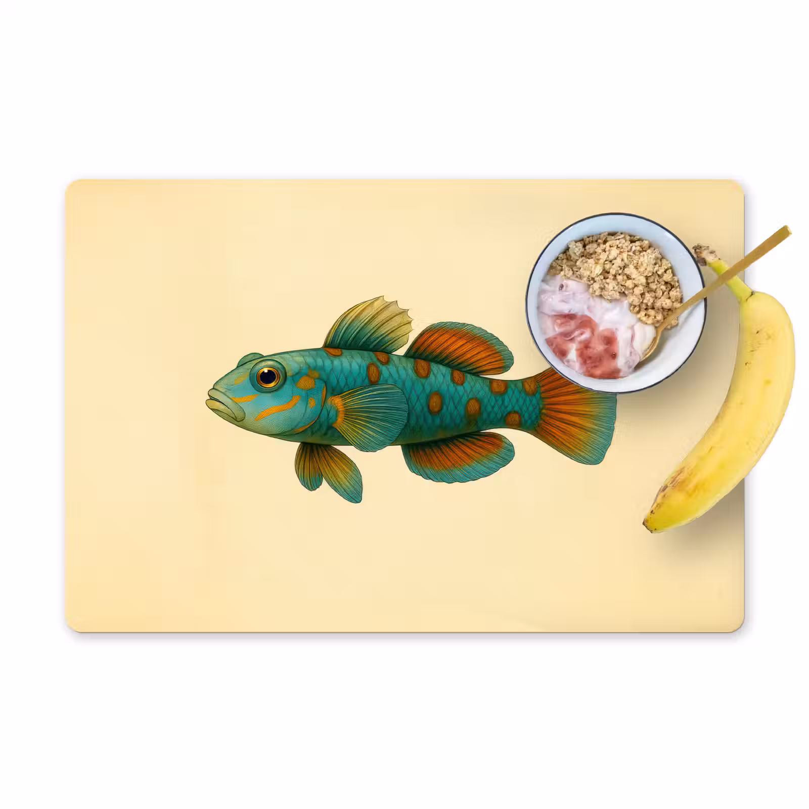 Placemat - 6 stuks - Vis - Blauw - Stippen - Schubben — 1
