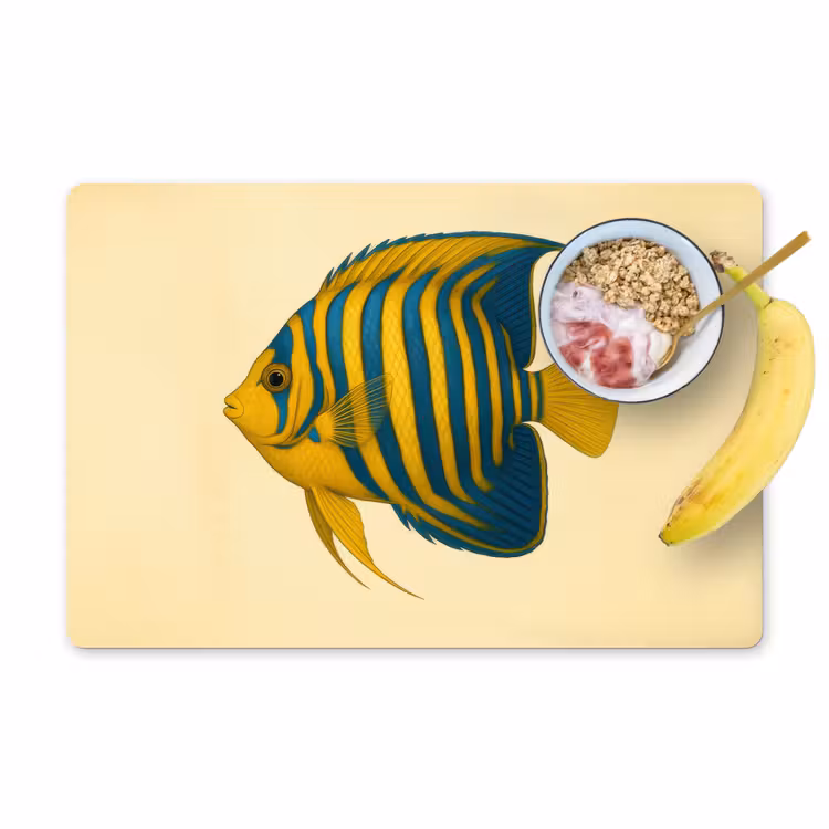 Placemat - 6 stuks - Felgeel - Vis - Strepen - Vinnen — 1
