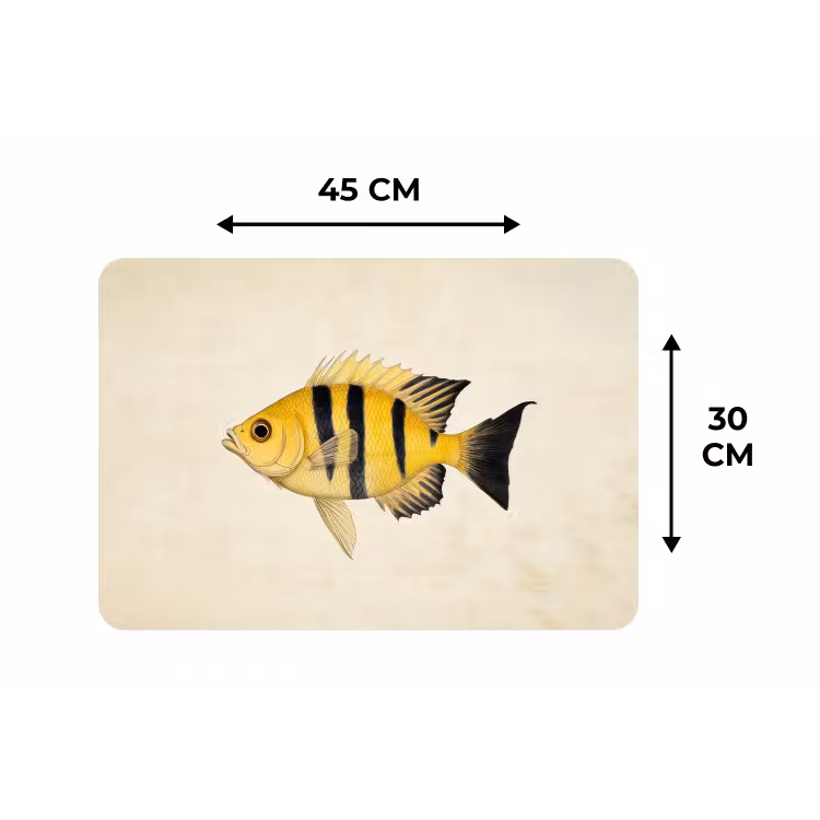 Placemat - 6 stuks - Geel - Vis - Strepen - Tropisch — 3