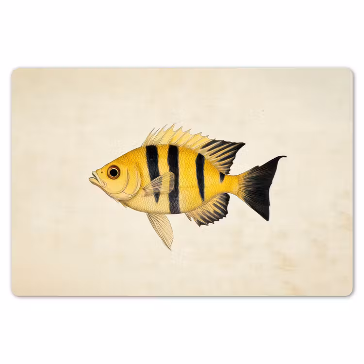 Placemat - 6 stuks - Geel - Vis - Strepen - Tropisch — 7