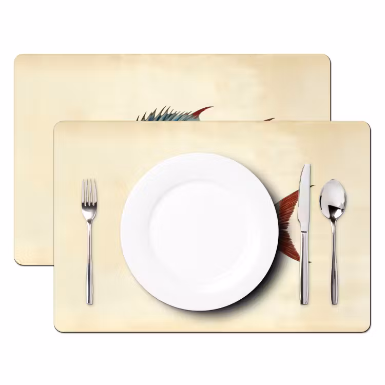 Placemat - 6 stuks - Gestreept - Donkerblauw - Rugvin - Vis — 2