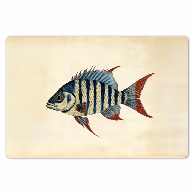 Placemat - 6 stuks - Gestreept - Donkerblauw - Rugvin - Vis — 7