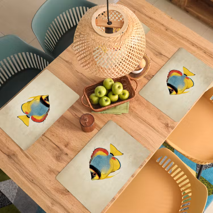 Placemat - 6 stuks - Kleurrijk - Vis - Schubben - Illustratie — 6