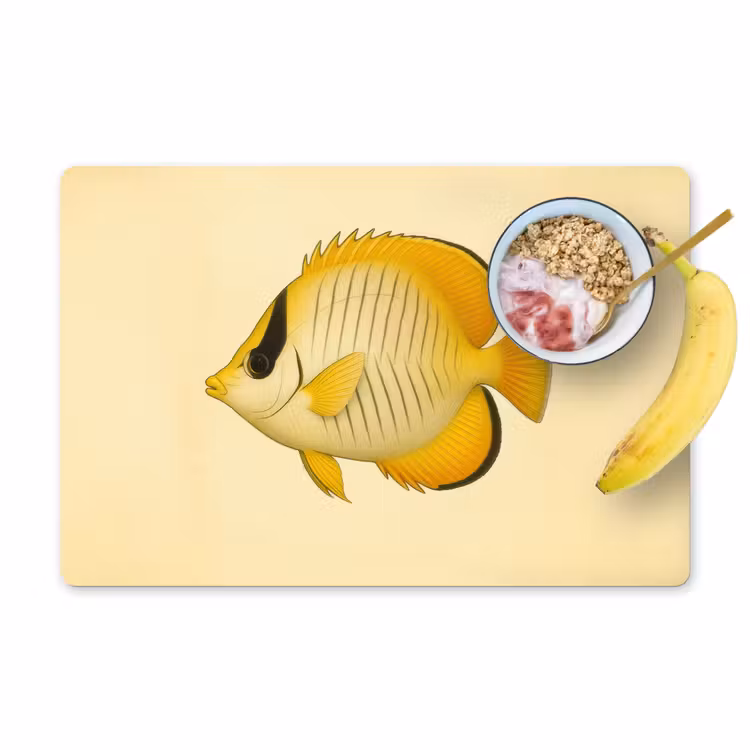 Placemat - 6 stuks - Ovaal - Vis - Geel - Schubben — 1