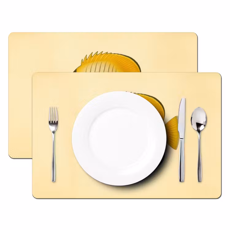Placemat - 6 stuks - Ovaal - Vis - Geel - Schubben — 2