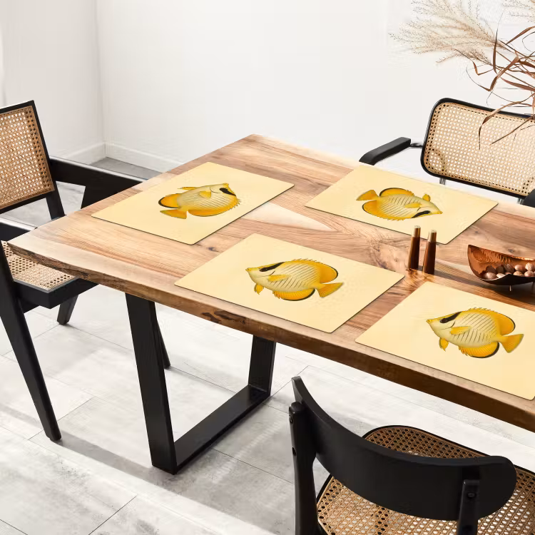 Placemat - 6 stuks - Ovaal - Vis - Geel - Schubben — 5