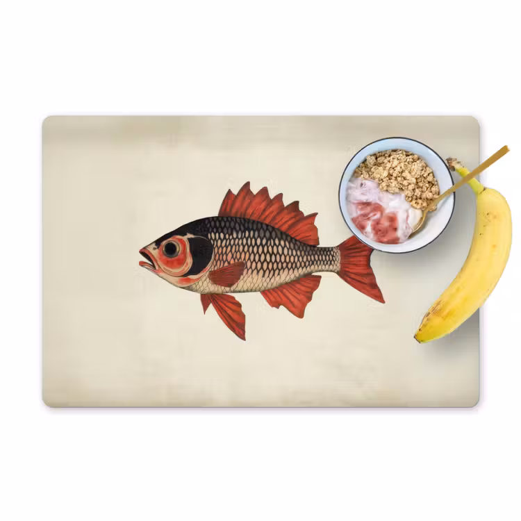 Placemat - 6 stuks - Schubben - Rood - Vis - Vinnen — 1