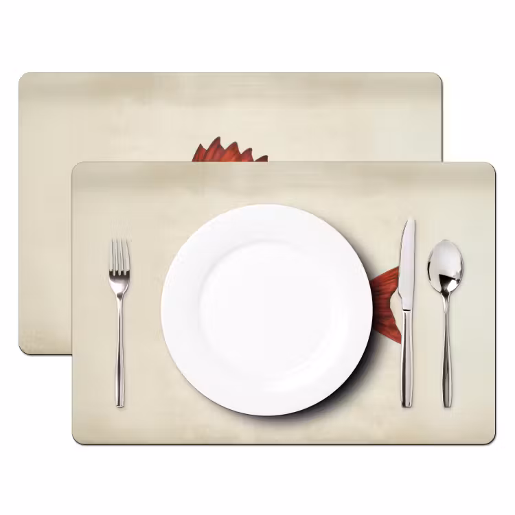 Placemat - 6 stuks - Schubben - Rood - Vis - Vinnen — 2
